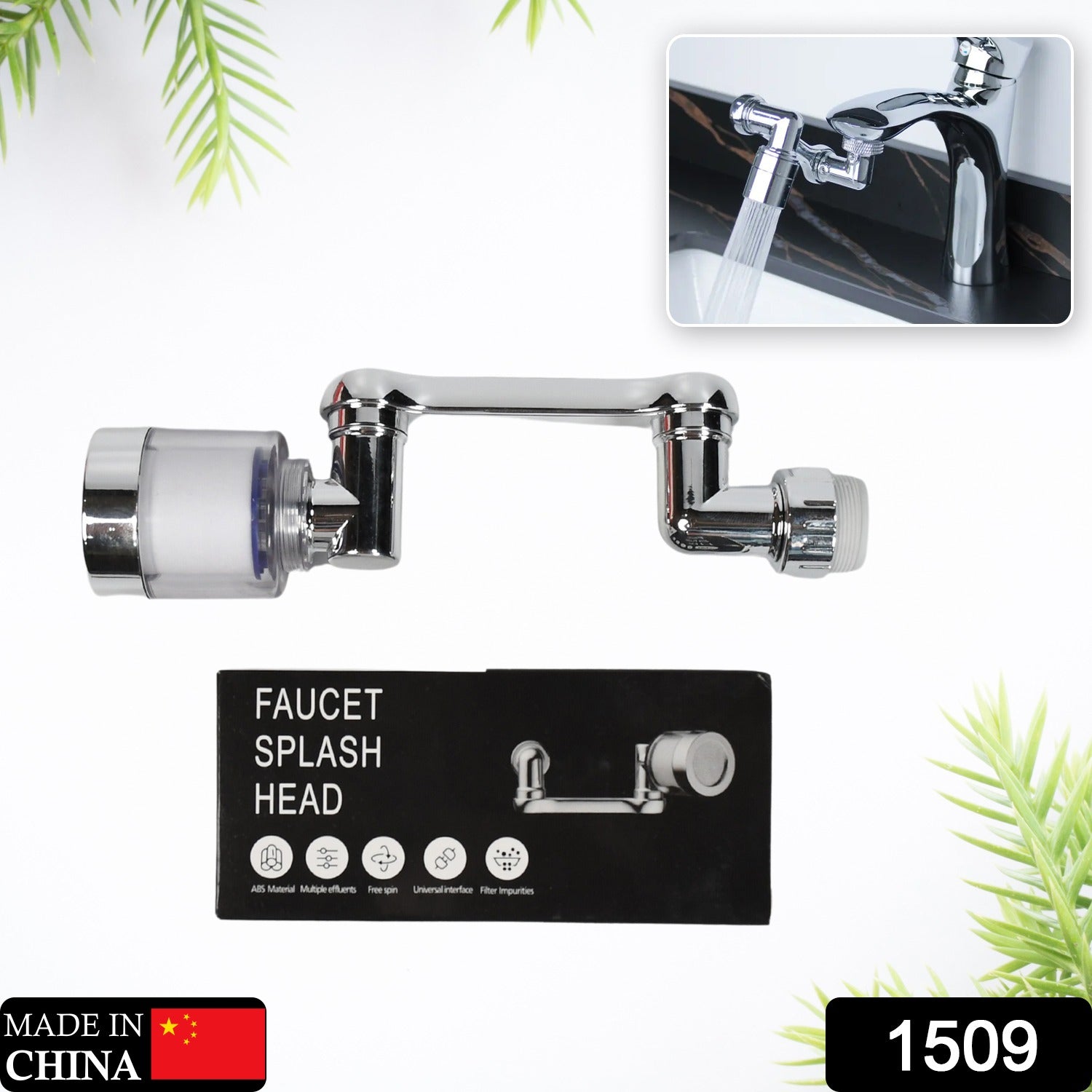 1509 Splash Faucet Filter Faucet, 1080 Rotating Faucet Sprayer Head Double O-ring Design, Movable Tap Water Saving, Sink Aerator Extender For Bathroom Kitchen DeoDap 1509 Splash Faucet Filter Faucet, 1080 Rotating Faucet Sprayer Head Double O-ring Design, Movable Tap Water Saving, Sink Aerator Extender For Bathroom Kitchen DeoDap
